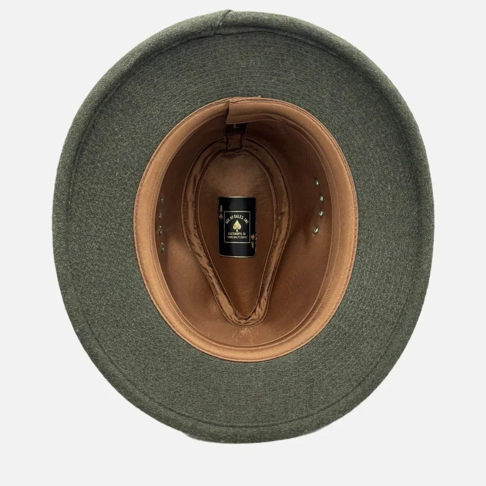 Ace Hy Sales Safari Fedora Brim Olive Green Wool Felt Large